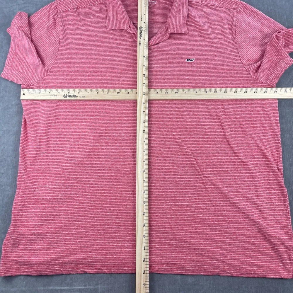 Vineyard Vines Mens XXL Red Striped Polo Shirt Short Sleeve Linen Blend
